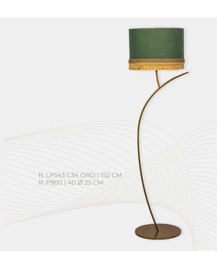 Lampara de pie diseño rama Color oro. Pantalla Congo 0901