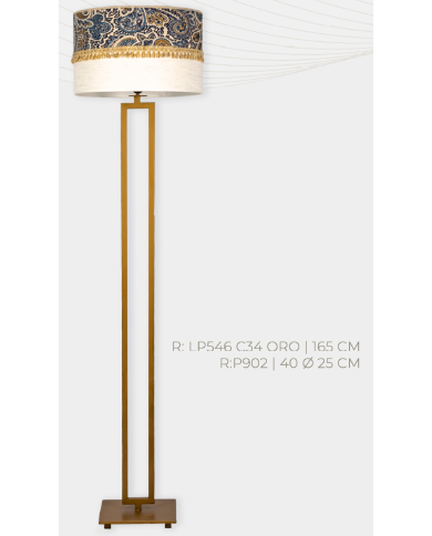 Lampara de pie diseño tubo C.20 Rectángulo Pantalla cachemir 01