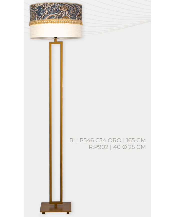 Lampara de pie diseño tubo C.20 Rectángulo Pantalla cachemir 01