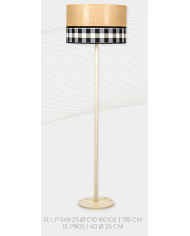 Lampara de pie tubo liso R.25. Pantalla agosto-fleco yute