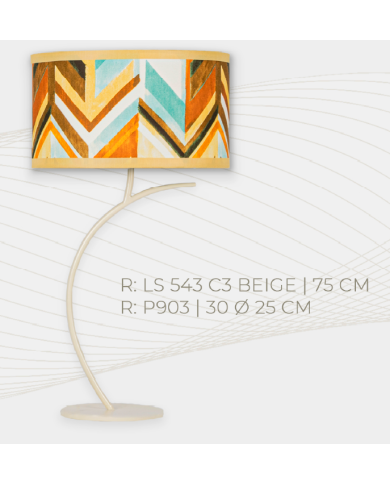 Lampara de sobremesa Diseño RAMA color beige. Pantalla divinity 02