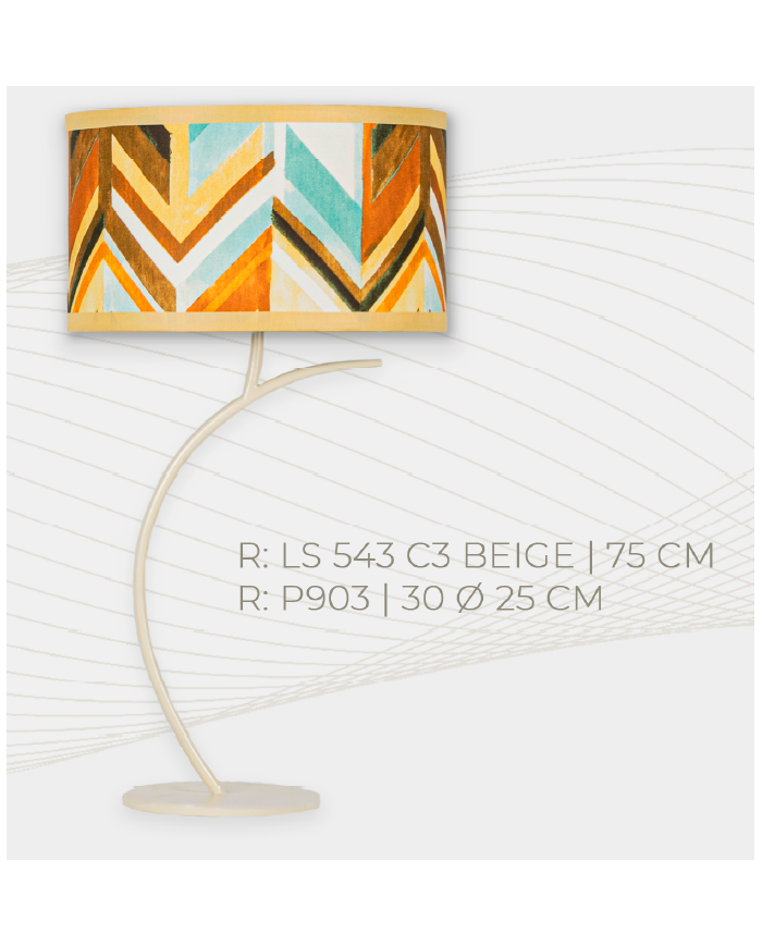 Lampara de sobremesa Diseño RAMA color beige. Pantalla divinity 02