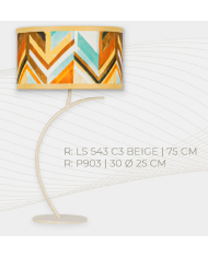 Lampara de sobremesa Diseño tubo liso C.20. Pantalla avila - Fleco azul