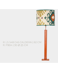 Lampara de sobremesa Diseño tubo liso C.20. Pantalla avila - Fleco azul