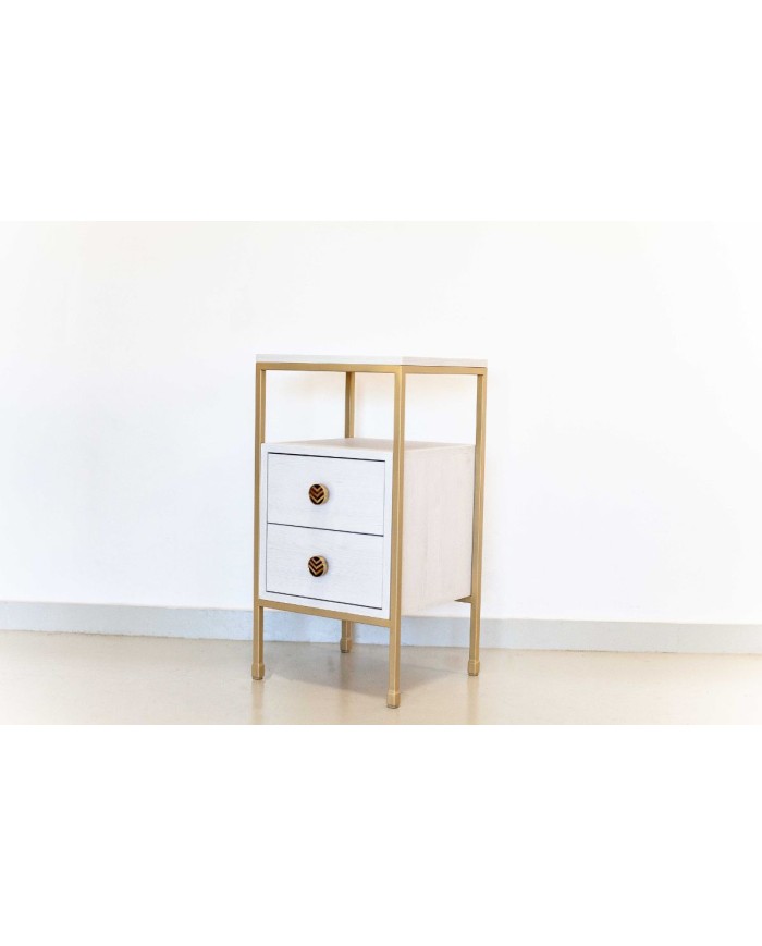 Mesita de noche Cajonera 2 cajones + Hueco y tapa